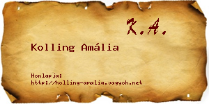 Kolling Amália névjegykártya